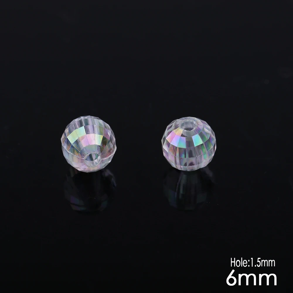 

6MM Transparent Cut Faceted Plastic Hole Beads 400pcs/lot Wholesale Wedding Decoration Ball Beads For Kids DIY Jewelry Making