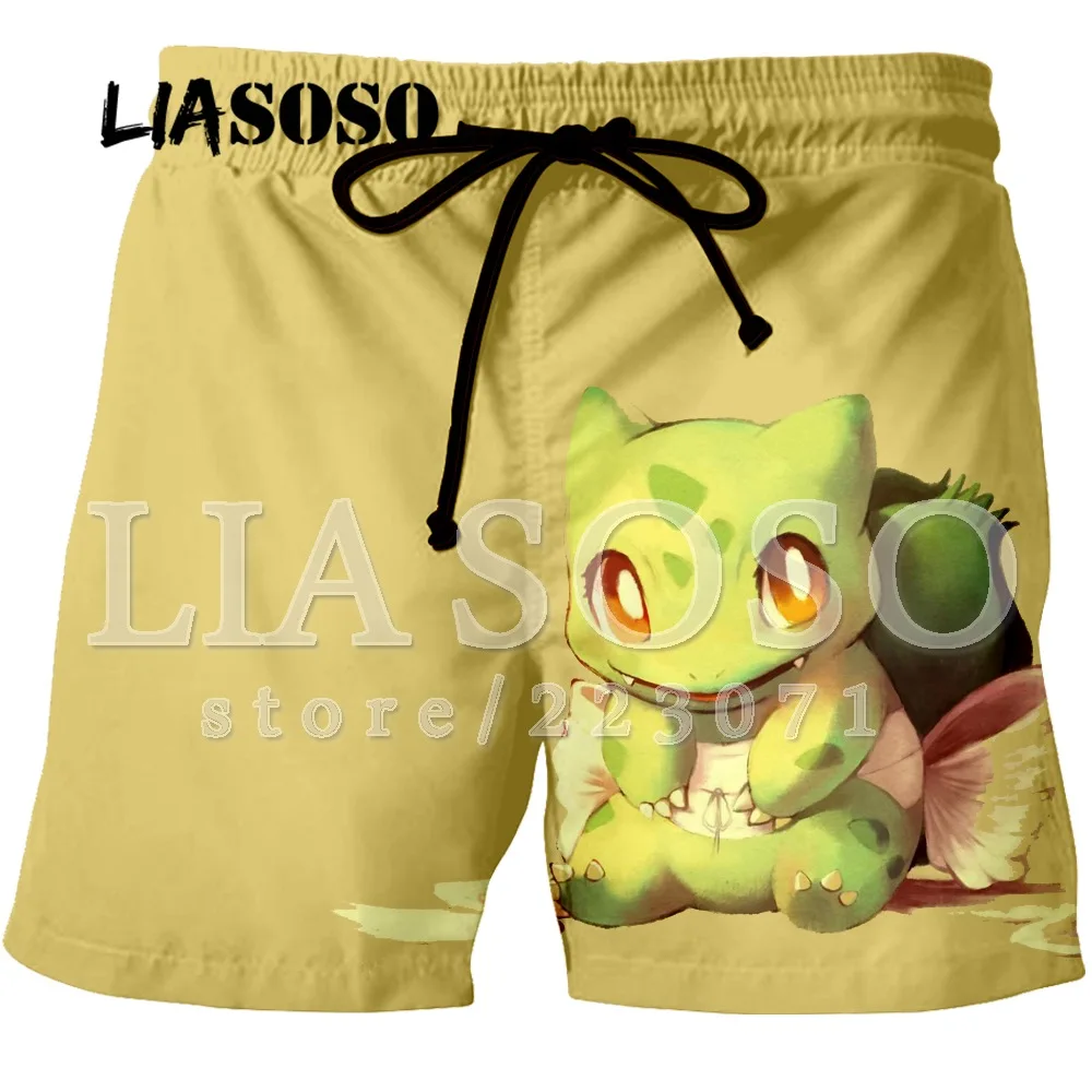 LIASOSO летняя обувь для мужчин и женщин Шорты 3D в милом Пикачу цветная печать пляжные фитнес мужские Шорты бренд clothingK005