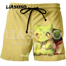 LIASOSO летняя обувь для мужчин и женщин Шорты 3D в милом Пикачу цветная печать пляжные фитнес мужские Шорты бренд clothingK005