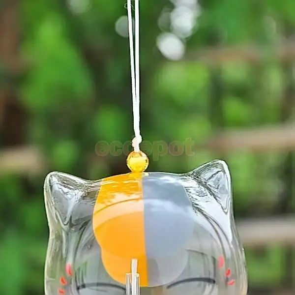 MgaiDel стеклянный колокольчик с изображением кота, японский домашний садовый подвесной декор, сделай сам, подарок для сада, уличное украшение ручной работы, Windchime