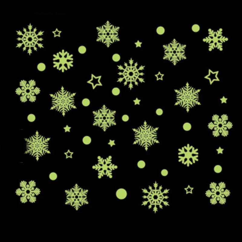 

New Year Christmas Window Sticker Decorations Luminous Snowflake Wall Sticker Art Decorative Sticker Removable Home Decal