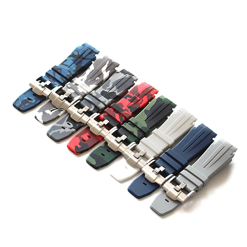 

Natural Rubber Strap 21MM Camouflage Solid Color Rubber Strap Men Watchs Accessories Men WatchBand 21 Camouflage Strap