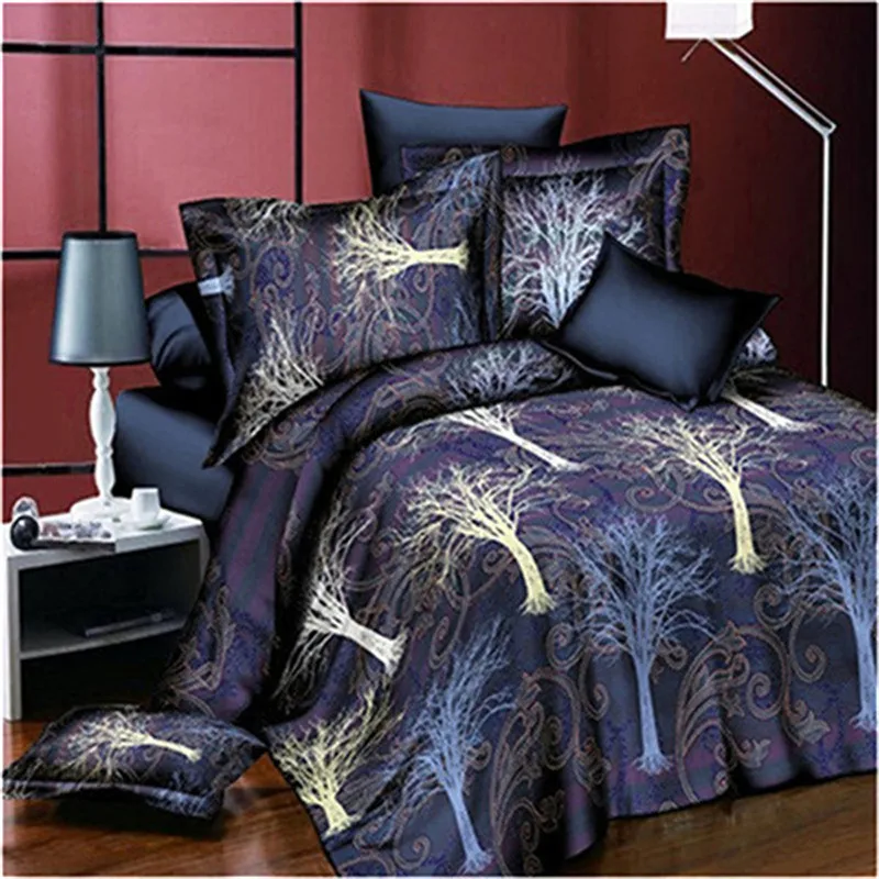 

3D Tree print bedding set thick sanding cotton Bed Linens Queen size winter Duvet cover set Polyester fiber Free shipping