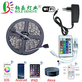 

5M 10M WiFi RGB LED Strip SMD 5050 12V 30 leds/m Waterproof Flexible Tape Ribbon+WiFi Controller+Power For Home Party Decoration