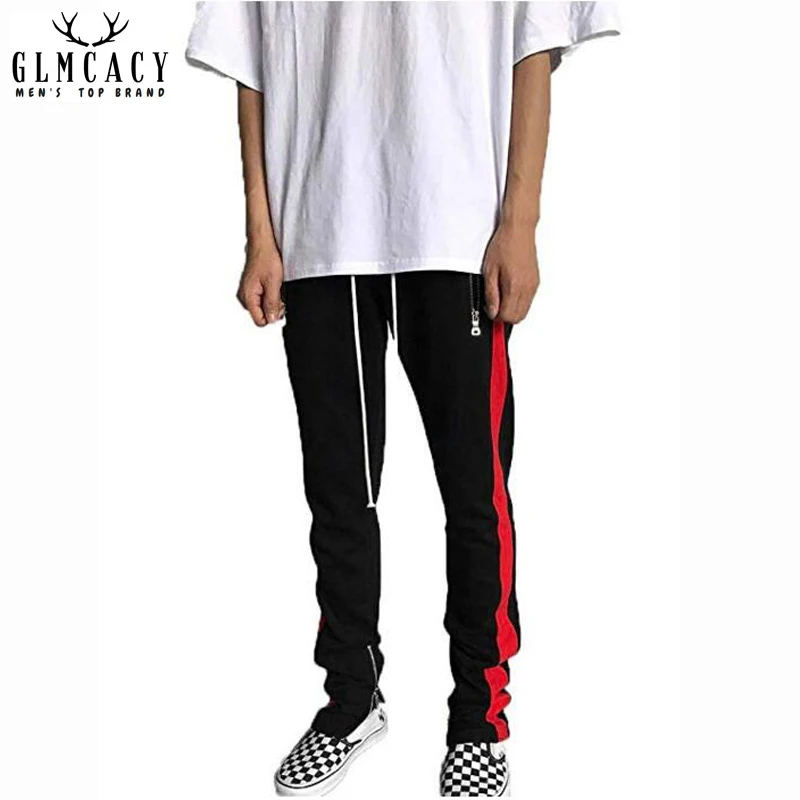 Men's Casual Hip Hop Jogger Side Stripe Track Pants Skniny