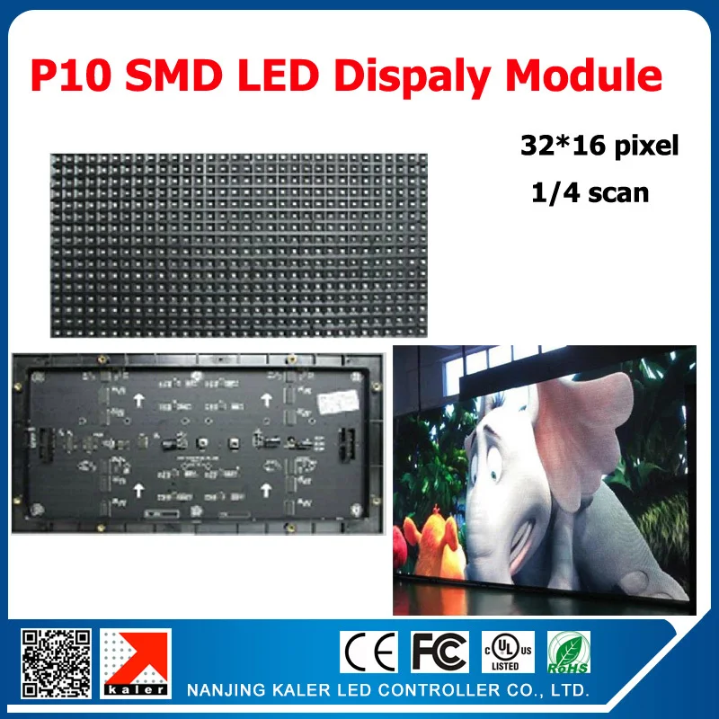 

kaler 320*160mm 32*16pixels 1/4 scan P10 indoor full color led module 1R1G1B 3in1 led video display led sign panel