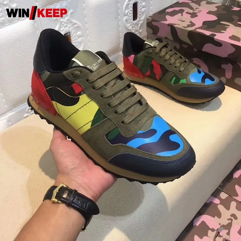

Spring New Camouflage Sport Shoes Men Super Light Men Running Shoes Rivet Five-Pointed Star Walking Jogging Sneakers Plus Size