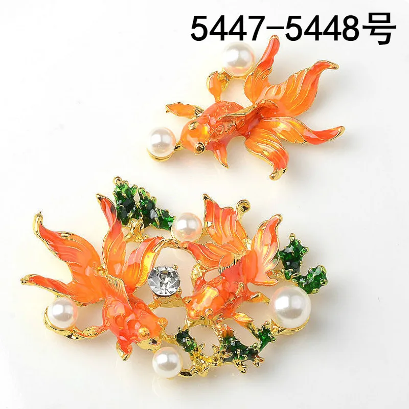 

20pc Gold Color Pearl Crystal Enamel Oil drop Goldfish Charm Pendant For Brooch Jewelry DIY Wedding Handmade Jewelry Making