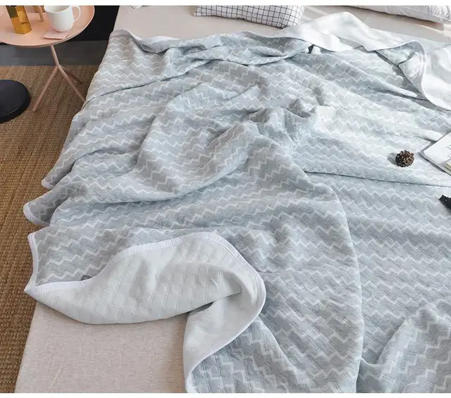 HAKOONA Summer Bed Blanket Soft Cotton Quilt Kitted Thin Blankets Queen