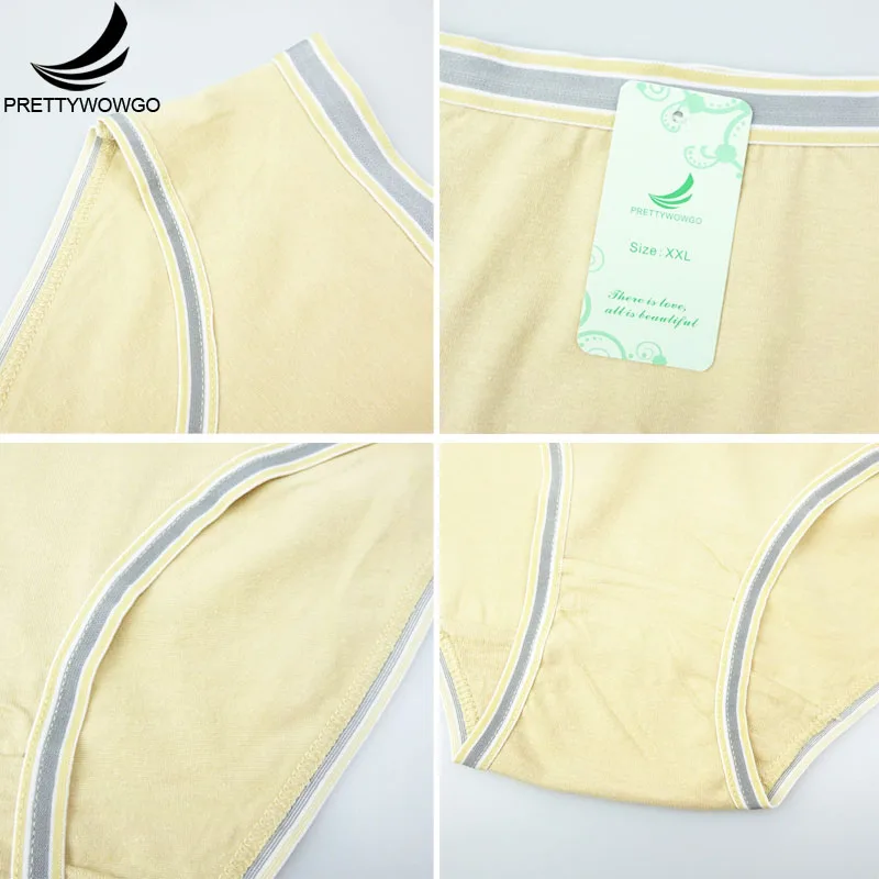 Prettywowgo Comfortable Plus Size Women Cotton Panties High Waist Women's Underwear Briefs 9168