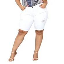 Женские джинсы размера плюс, XL, XXL, XXXL, XXXXL, XXXXXL, повседневные эластичные свободные джинсы, однотонные летние простые джинсы, Pantalones cortos#30