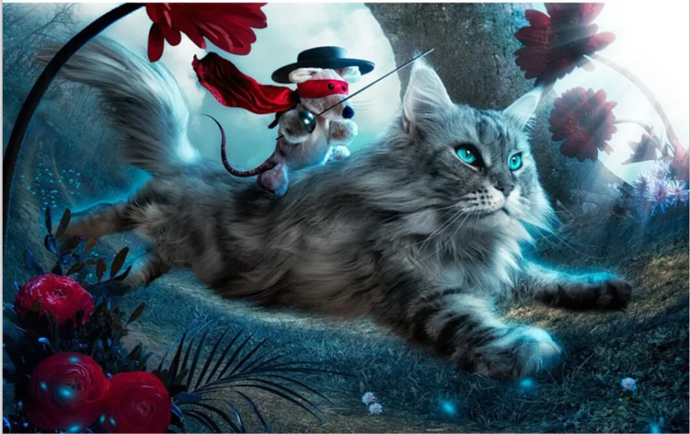 

New Arrived Diy 5D Diamond Painting Animals Cute Cat And Mouse Diamond Embroidery Cross Stitch Square Sets Home Decoration KJ230