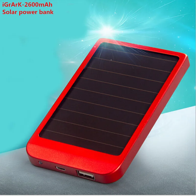 Portable Solar Mobile Charger Solar Power Charger 2600mAh Power Bank Emergency External Battery for iPhone 6 5 Samsung S6 s5