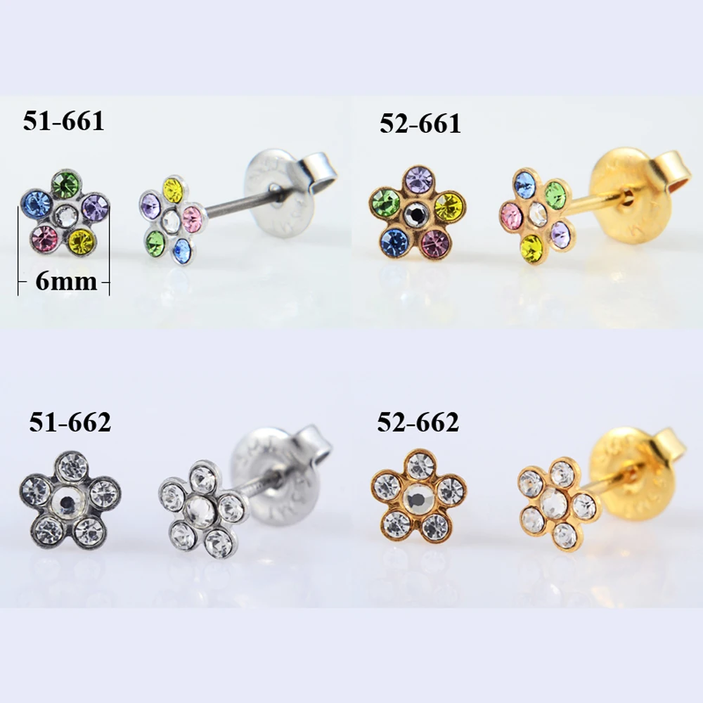BOG- Pair Surgical Steel Daisy Rainbow Flower Butterfly Zircon Ear Stud Earrings Studs Tragus Cartilage Piercing Jewelry 20g - Image 4