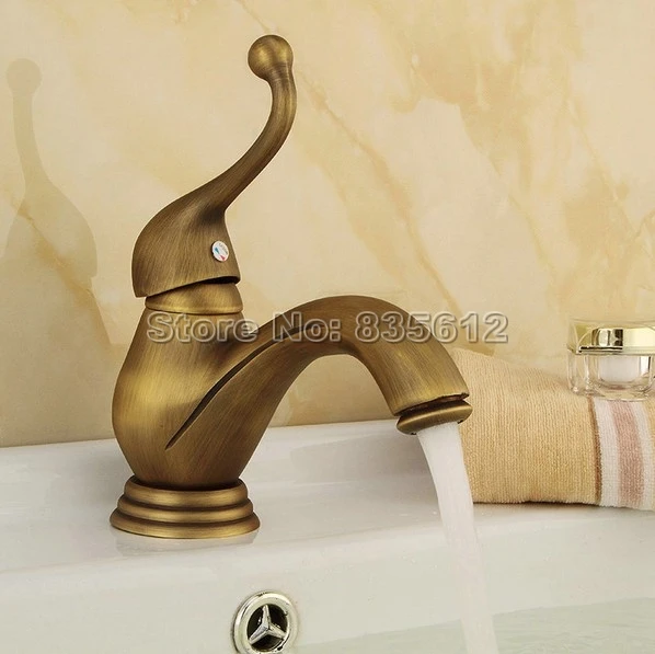 

Retro Single Handle Bathroom Basin Faucet Antique Brass Finish Vessel Sink Mixer Tap Wnf106
