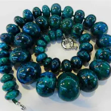 Очаровательная! 10-20 мм Азурит камень Феникс Круглый бисер ожерелье