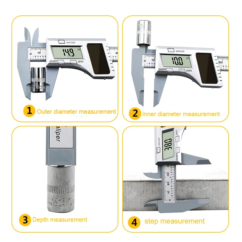 0-150 мм 6 inch Солнечная Батарея цифровой штангенциркуль с нониусом, штангенциркуль ЖК-дисплей, Верньер, микрометр, измерительный инструмент