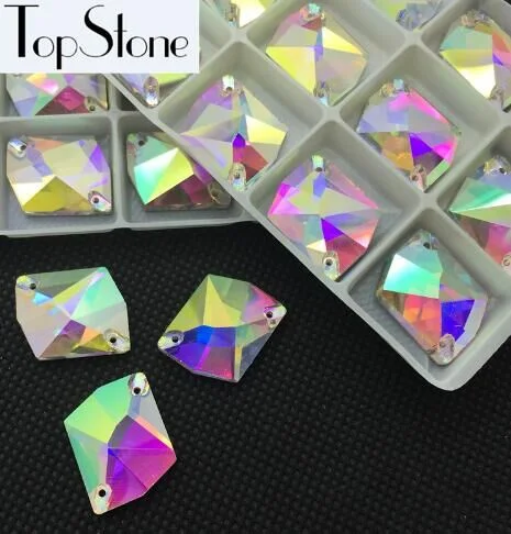 TopStone 11x14 мм 48 шт. космические пришитые камни плоские стеклянные кристаллы шитье стразами Стразы для украшения платья - Цвет: crystal ab