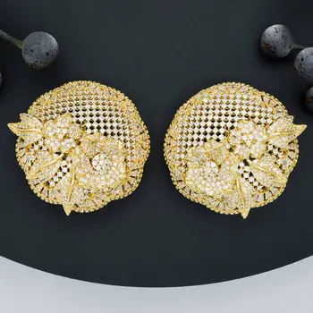 

ModemAngel Luxury Flower Shape Earring For Women Engagement Wedding Full Micro Paved Cubic Zircon Copper Fashion Jewelry