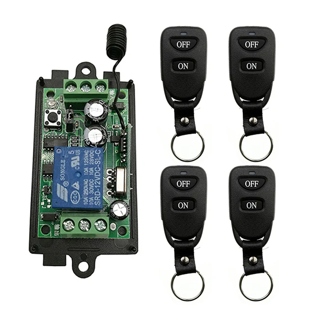 

DC 9V 12V 24V 1 CH 1Channel 1CH Wireless RF Remote Control Light Switch 10A Relay Output Radio Receiver Module +Transmitter