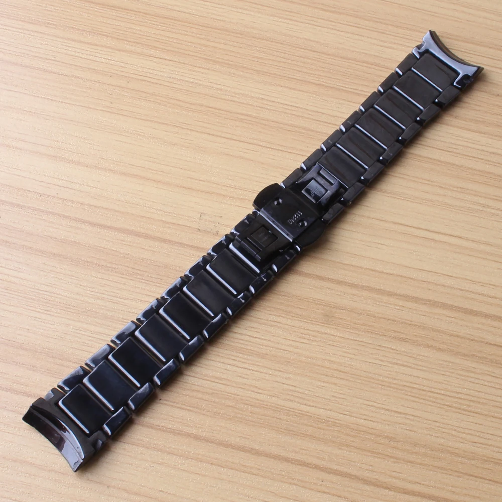 22 мм 24 мм браслет для наручных часов керамический черный полированный и матовый аксессуары для часов Складная Пряжка специальный конец изогнутый подходит 1451 1452