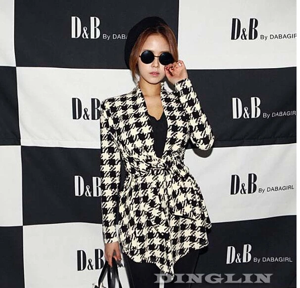 price reduction TFGS 2017 Fashion Spring Autumn Jacket Women Long Sleeve Houndstooth Print Top Casual Slim Belt Pep