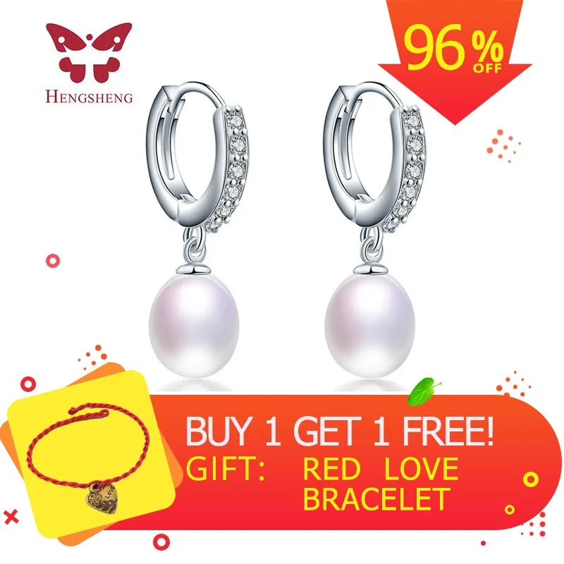 HENGSHENG 100% valódi gyöngy ékszerek természetes gyöngy fülbevaló, tenyésztett édesvízi gyöngy, szuper üzlet fülbevaló női lány legjobb ajándék