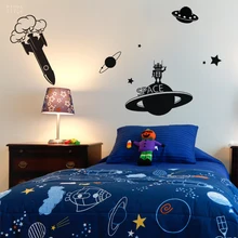 Space Art Vinyl Wall Decal Outer Space Mural Wall Sticker Kids Room Children Bedroom Decoration Shool Window Glass Sticker