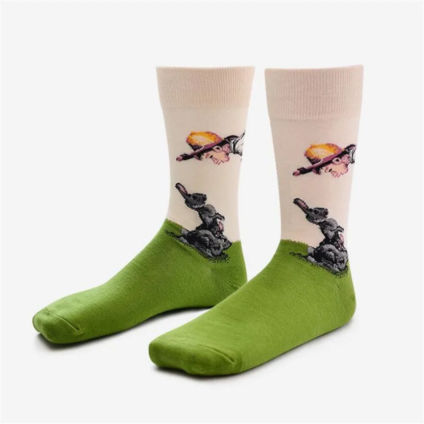 Новые хлопковые носки в стиле ретро для мужчин и женщин, с рисунком знаменитой серии, с рисунком, новинка, повседневные цветные носки в стиле Харадзюку, забавные - Цвет: 12