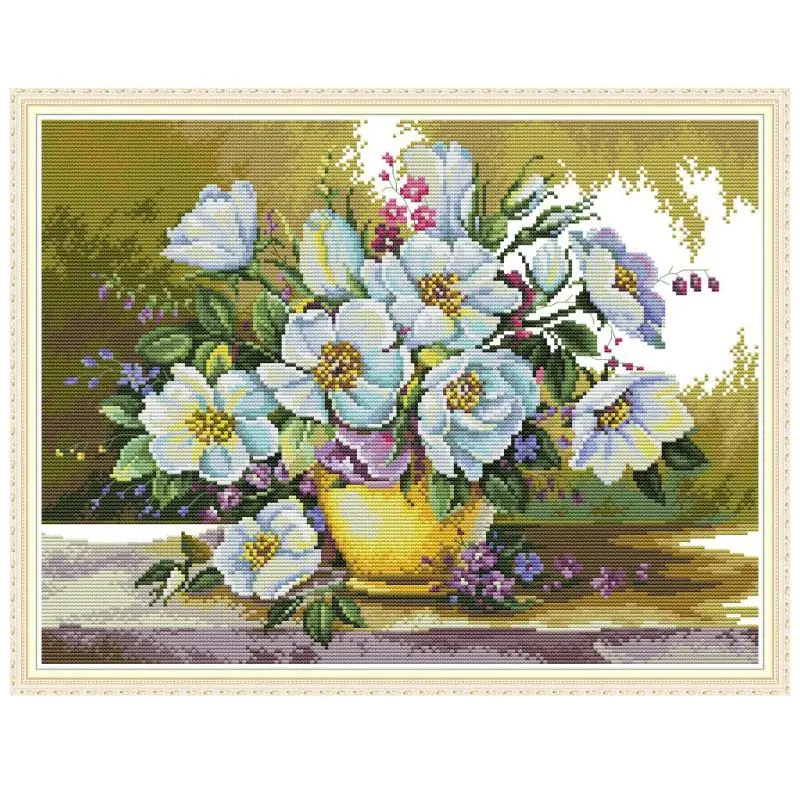 

Flowers DIY Handmade Needlework Counted 14CT Printed Cross Stitch Embroidery Kit Set Home Decoration