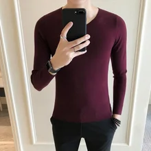 Простой Мужской Повседневный пуловер высокого качества из чистого хлопка Sim обтягивающий свитер модные Kine Рубашки Плюс Размер мужские свитера S-4XL