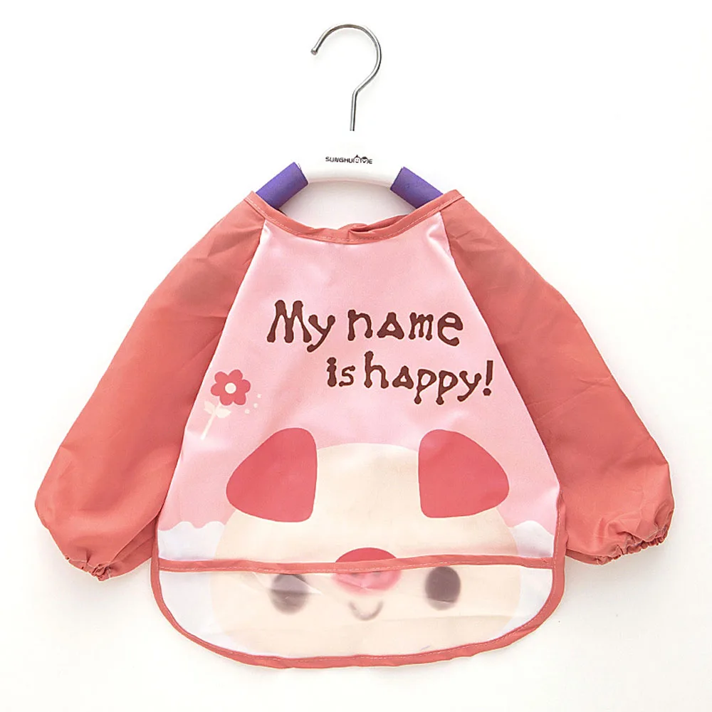 Cute Baby Bibs Apron Cartoon Animals Bandana Bib Adjustable Burp Cloths Feeding with Long Sleeves Bib Baby Stuff for Newborns
