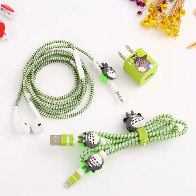 Мода милый мультфильм USB кабель наушники протектор набор с кабелем Стикеры для намотки Спиральный шнур протектор для iPhone 5 6 6S 7 plus - Цвет: style 5