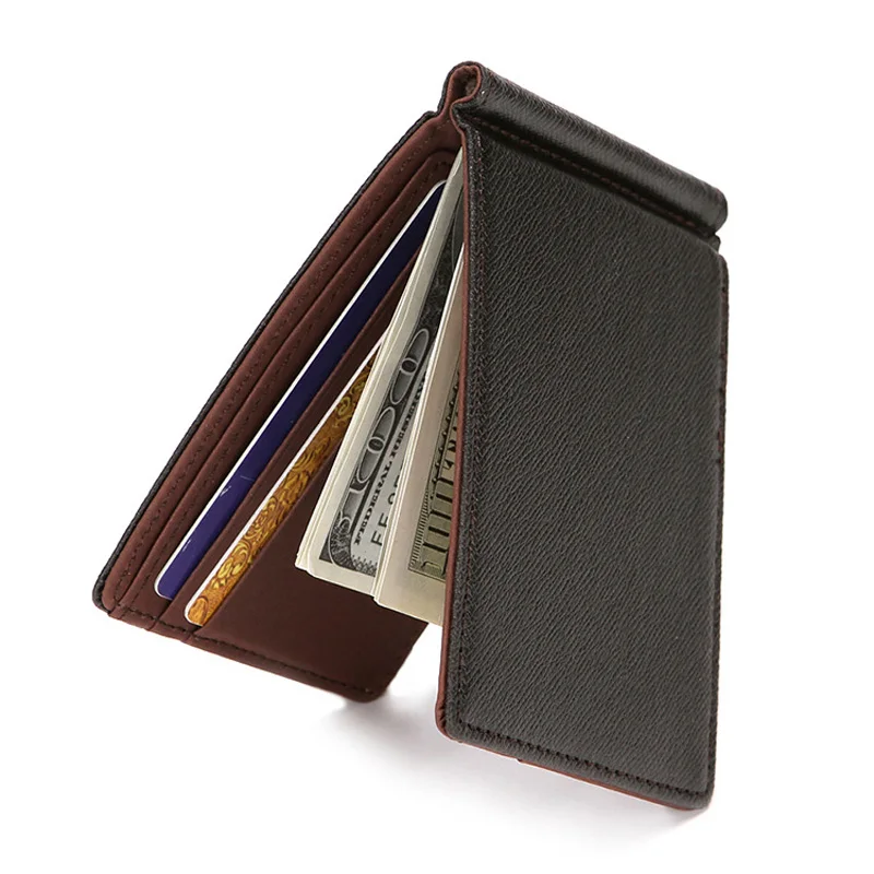  Fashion New Creative Dollar Clip Men's Wallet Bank Credit Card Bag PU Leather Soft Face Wallet