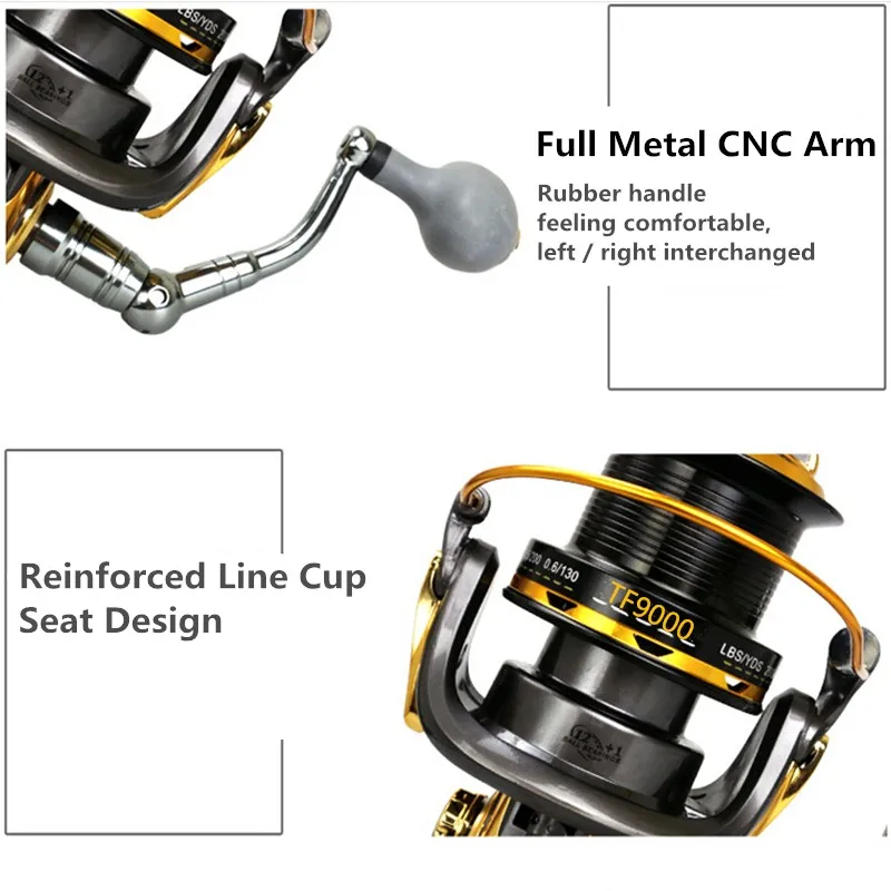 Carretel de Pesca 44lb com Metal Trolling Longo Tiro Fundição Grande Mar Fiação Roda Max Arraste 20 kg - Completo Cnc Balancim 9000 s 4.6:1 8 Carretilhas de pesca