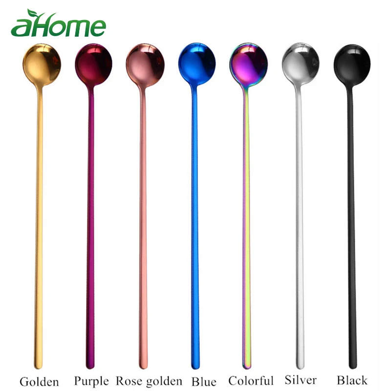 

long handle Coffee cafe spoon stainless steel coffee stirring spoon Ice Cream dessert Tea Spoons Korean Cutlery Table ware