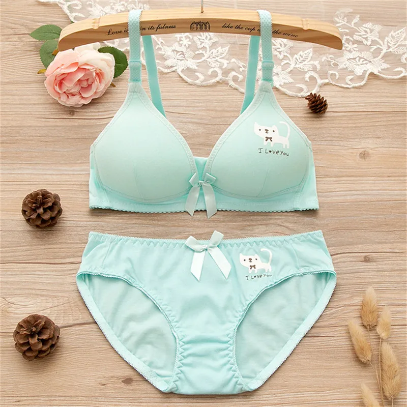 

2019 women cotton cartoon pictures bra one cat cute push up bra top selling product in 2018 pink lingerie plus size lingere