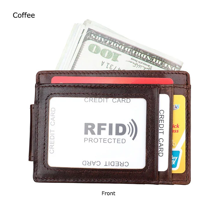 RFID Блокировка для мужчин s из натуральной кожи магнитный зажим для денег бумажники для мужчин денежный зажим тонкая визитница тонкий держатель биллифолд мужской кошелек