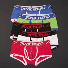 Классные! 5 шт./партия Pink Heroes Для мужчин нижнее белье трусы-боксеры хлопковое нижнее белье с персонажами из мультфильмов-Для мужчин трусы-боксеры Шорты модные, пикантные U сумка Для мужчин нижнее белье