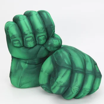 

Avengers Superhero Green Hulk Smash Hands Spider Man Iron Man Plush Boxing Gloves Performing Props Toys 10''