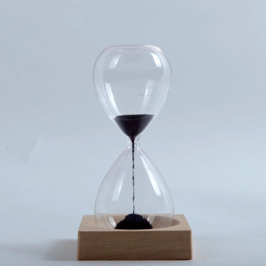 

Magnetic Sand Glass Hourglass Timer with Wooden Base Desktop Magnetic Hourglass Decoration Time Management Tool Great Gift