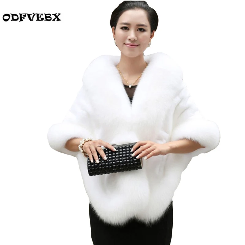 

Boutique fur shawl female autumn winter new High-end fashion fox fur cloak fur coat was thin imitation mink hair coat ODFVEBX