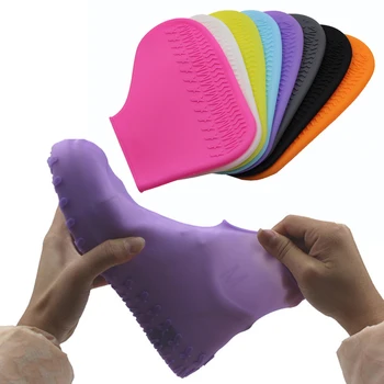 

1pair Waterproof Rain Shoes Cover Anti Slip Silicone Shoe Cover 8 Colors Optional Size S/M/L Outdoor Rainy Reusable