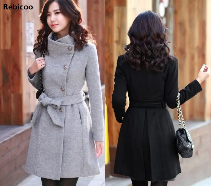 Tanie 2018 koreański damski kaszmirowy płaszcz żeński jesień długi wąski sweter szczególnie kobiety długie zimowe płaszcze gruby ciepły kobiecy płaszcz