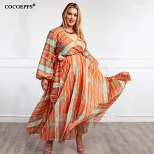 Chiffon Maxi Striped Dress