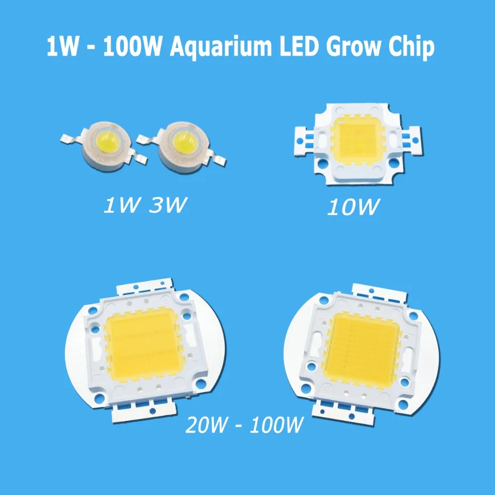 

High Power 380nm-840nm White Full Spectrum Aquarium led grow chip 1W 3W 10W 20W 30W 50W 100W LED Aquatic plant lights