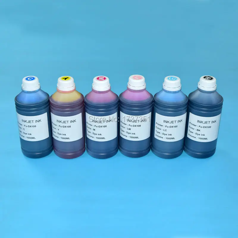 

6 color 1000ml printing bulk dye ink refill kit for FUJI DX100 inkjet printer
