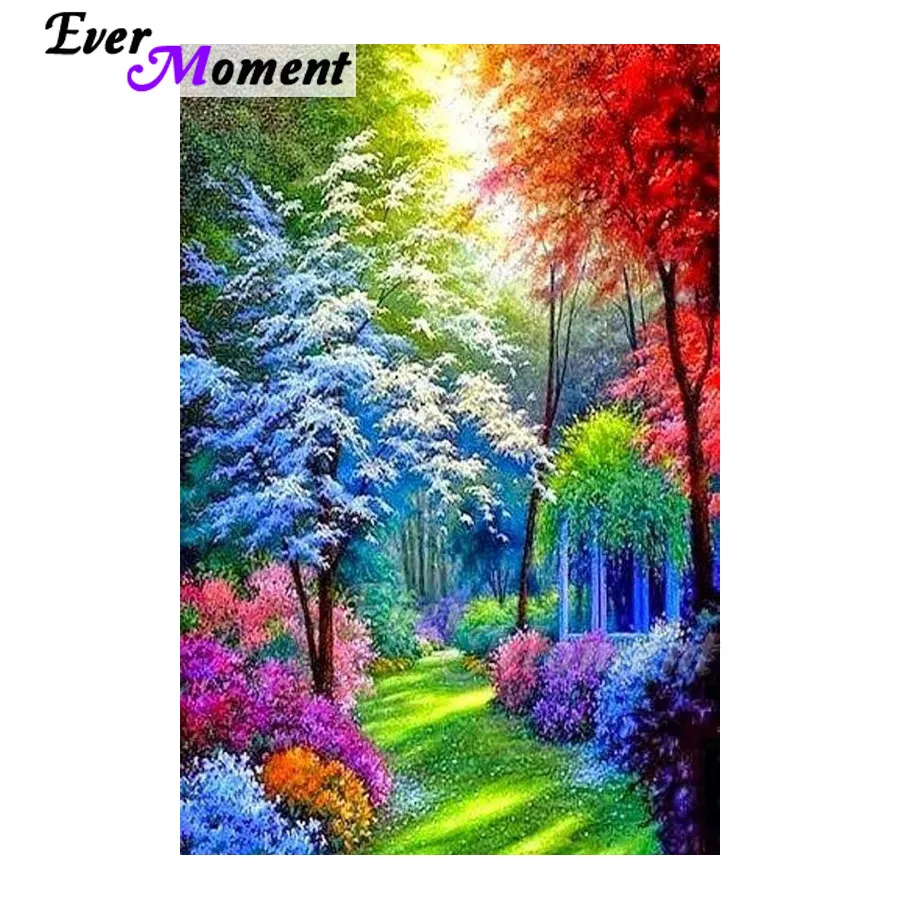 

Ever Moment Diamond Painting Colorful Trees Landscape 5D DIY Full Square Drill Mosaic Diamond Embroidery Bead Artwork 3F1782