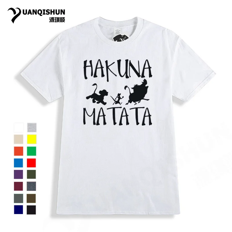 

HAKUNA MATATA T Shirts Summer Top Quality Cotton Boutique Tshirt Simba Pumbaa Timon Cartoon Tees Fashion Brand T-shirt Harajuku