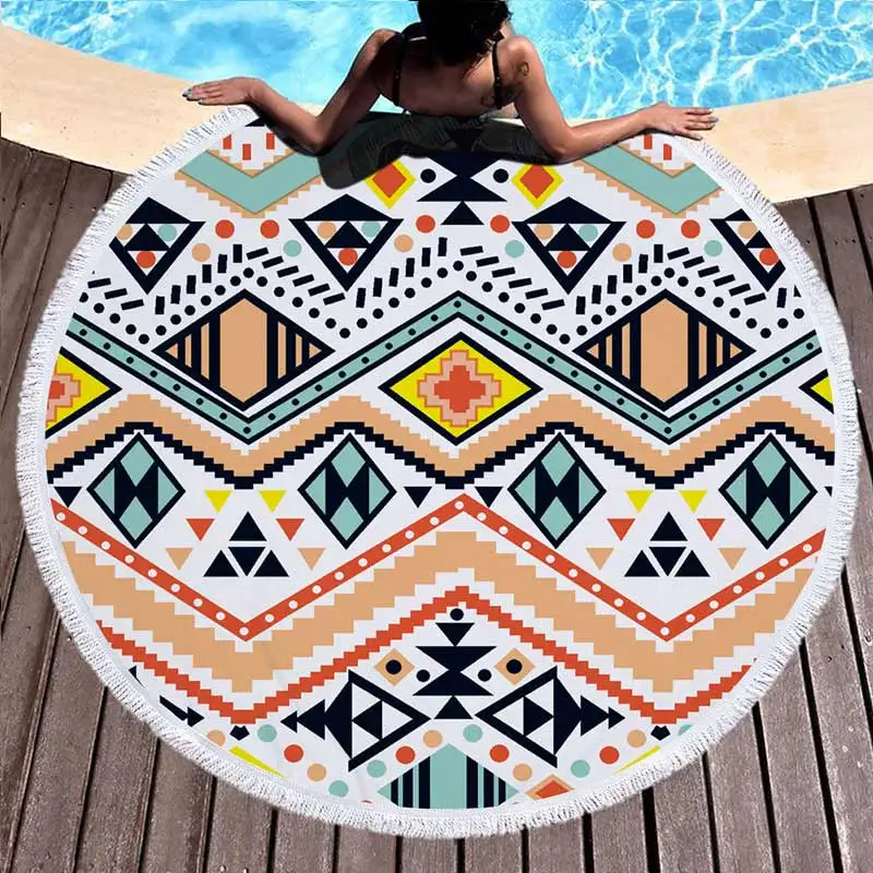 Summer Bohemian Round Beach Towel Microfiber Traveling Towels For